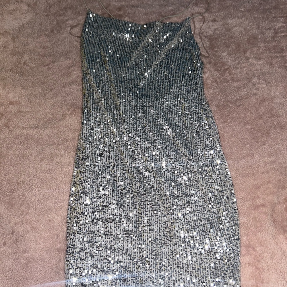 Glamorous Silver Sequin Mini Dress